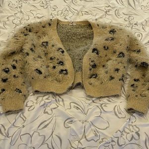 So 8‎ Animal Print Fuzzy Long Sleeve Cardigan